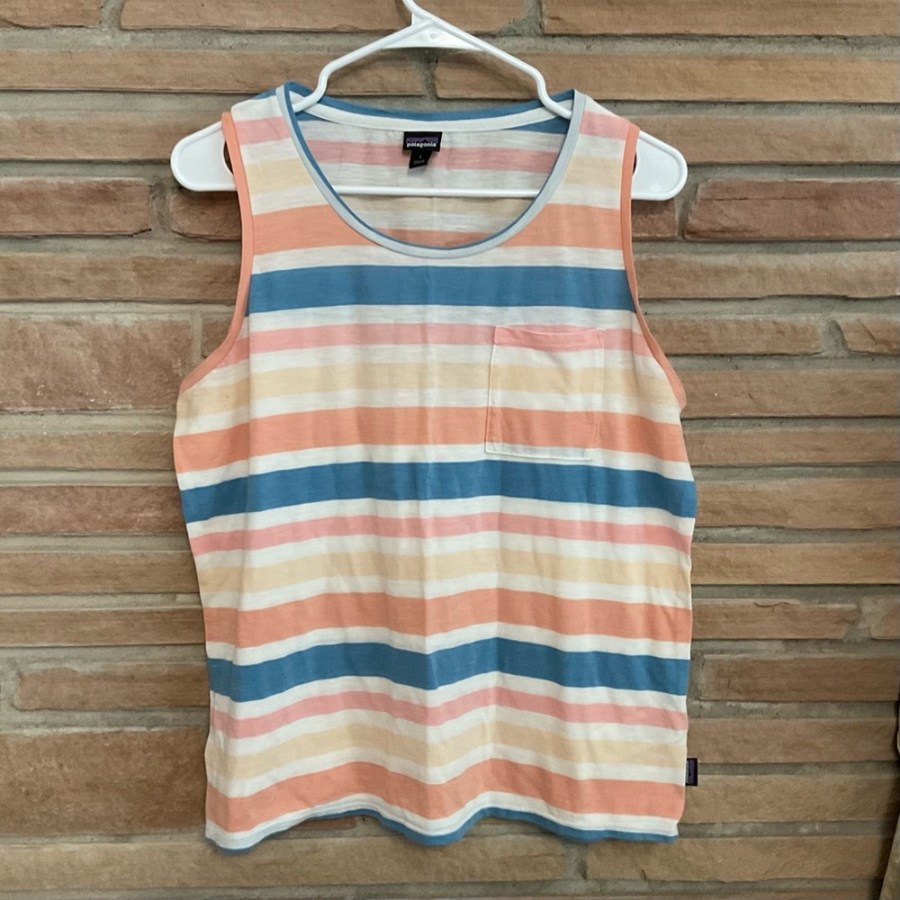 Patagonia Worn Wear Striped Tank Top Large